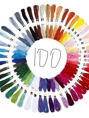 Assorted Embroidery Floss Thread Set - 100 Multicolor Skeins
